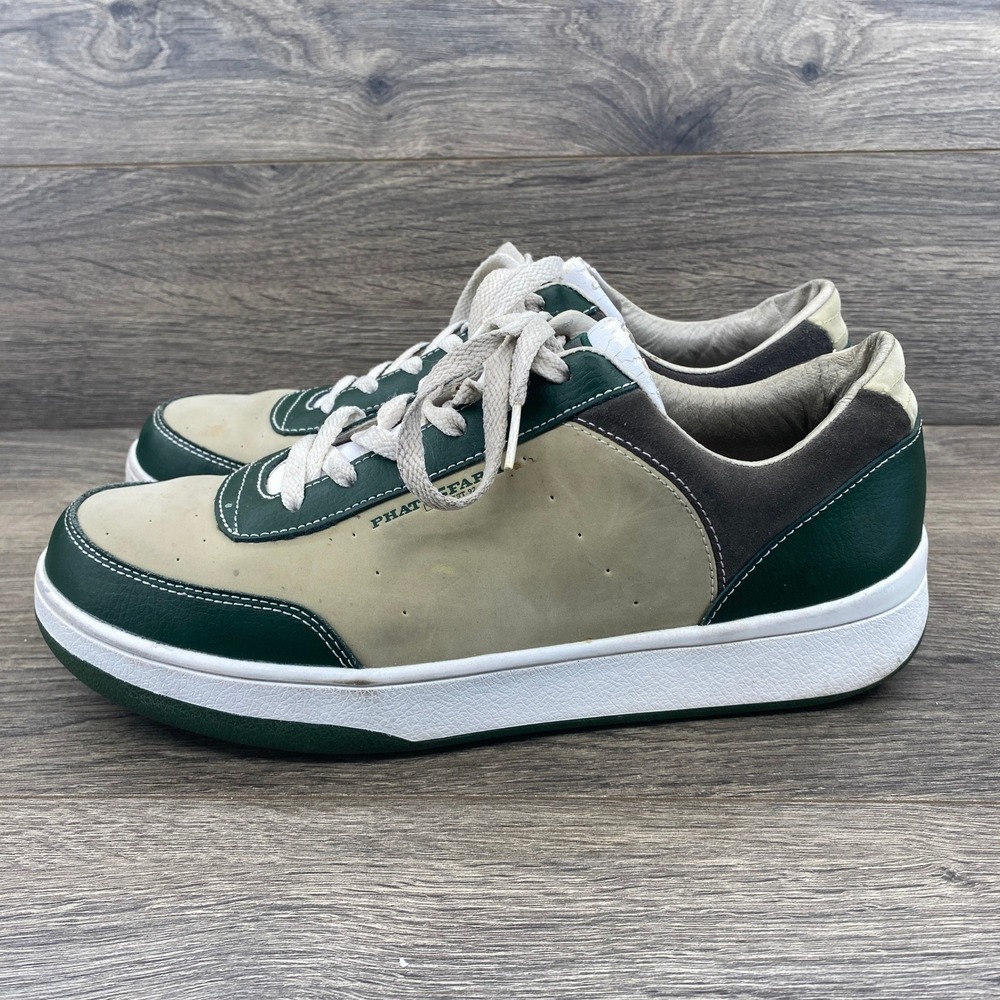 Phat Farm Mens Low Top Lace Up‎ Sneakers Tan Green White Size 10